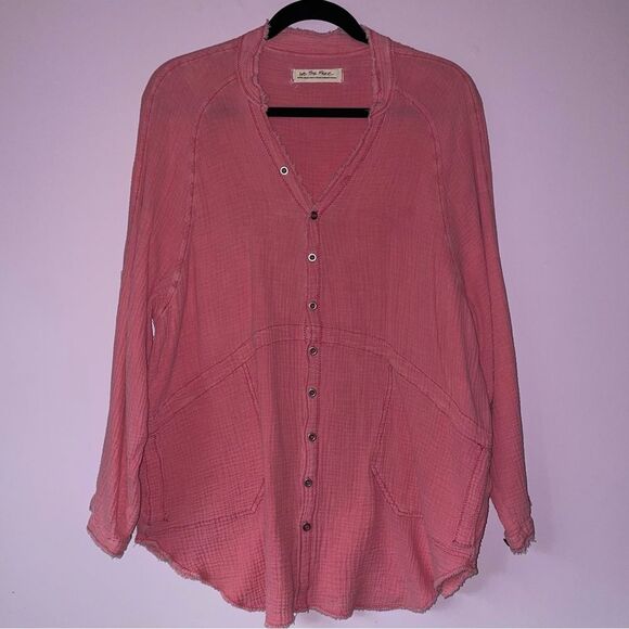 Free People We the Free Size XS Cotton Summer Daydream Button Up Top Boho Beach - Picture 2 of 10